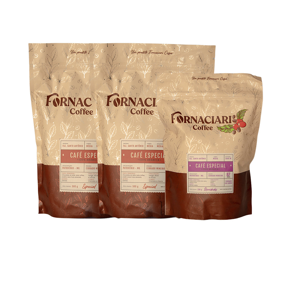 Kit Momento Fornaciari - 100% Arábica - 2 unidades de 500g + 1 unidade 250g Fermentado