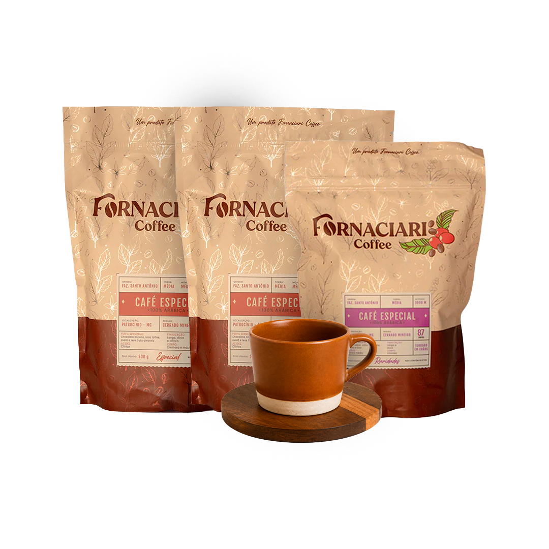 KIT INVERNO FORNACIARI- 100% ARÁBICA - 2 UNIDADES DE 500G + 1 UNIDADE 250G RARIDADES